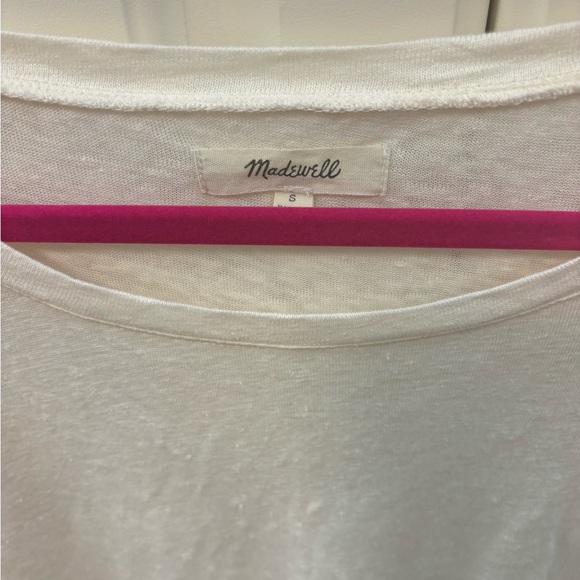MADEWELL Ivory Linen Peplum Top Shirt Size S GUC - Picture 5 of 6